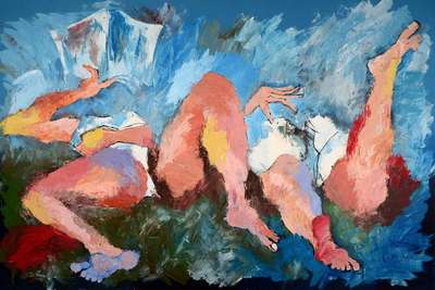 Paul Stasek, geb. 1957 Prag, lebt und arbeitet seit 1990 in Brühl und Prag, hier: Öl/Lwd, unsigniert, ca. 100x149,5 cm