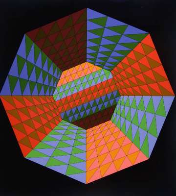 Victor Vasarely, 1908-1997, Heisenberg, Serigraphie in 18 Farben, 1979, handsigniert und nummeriert 125/125, Kat. Wiesloch 1986, S. 136, Blattgr. ca. ...