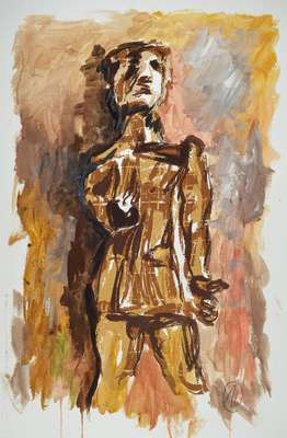 Markus Lüpertz, geb. 1941, Aquarell und Gouache über Serigrafie auf dickem Büttenpapier, handsigniert, Blattgr. ca. 107x76 cm