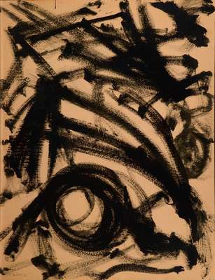 Cmet Omer, französischer Maler, Abstrakte Komposition, Acryl/Papier, links unten signiert und datiert 76, ca. 68x52 cm, unter Glas gerahmt