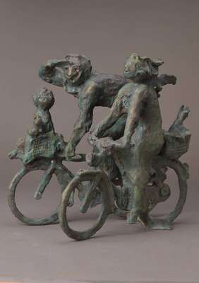 Günther Zeuner, 1923 Dresden - 2001 Speyer, die radelnde Familie, großes Exemplar steht in Haßloch/Pfalz und wurde 1989 gestaltet, ...
