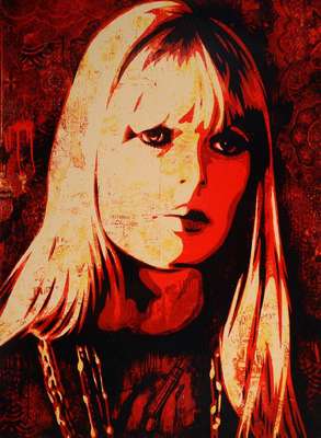 Shepard Fairey, geb. 1970, bedeutender amerikanischer Street-Art-Künstler, hier: Siebdruck, Porträt Nico, num. 214/450, handsigniert, ca. 61x 46 cm