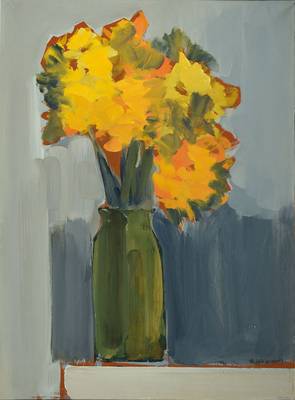 Manolis Calliyannis, 1923-2010, Griechischer Künstler, Studienreisen nach Paris u. Johannesburg, hier: Blumenstillleben, Öl/Lwd, rechts unten ...