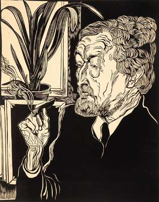 Conrad Felixmüller, 1897-1977, Holzschnitt, Christian Rohlfs, handsigniert, ca. 602 x 48.35 cm, Papier leicht verschmutzt,Etiketten an der Rückseite