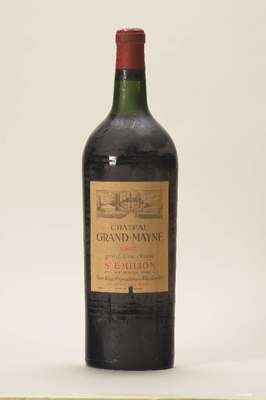 1 Magnumflasche 1957 Chateau Grand-Mayne, St. Emilion, Grand Cru Classe, ca. 1,5 l, top shoulder, unverkostet, Etikett l. besch. und beschmutzt
