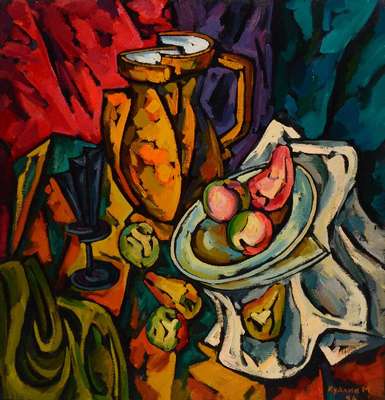 Igor Kislitsin, geb. 1948, Öl/Lwd, Stillleben, unten rechts signiert und datiert 94, ca. 65x63 cm