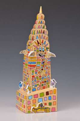 James Rizzi, 1950-2011, Highway to the sky, Porzellanskulptur, Goebel, nummeriert 56/500, H. ca. 36 cm