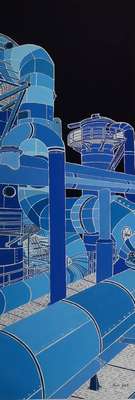 Sabine Pohl, geb. 1953, pfälzische Künstlerin, Schülerin von Bernd Klimmer u. Alvaro Custagnet, Keton Anlage BASF, aus der Serie: Industriebilder, ...