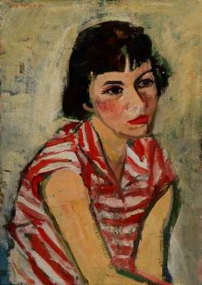 Ute Petry, 1925 Ludwigshafen - 2009, Porträt, Öl/Lwd, links oben signiert und datiert 54, ca. 65.5x46.5 cm, Rahmen