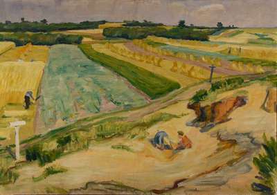 Arnold Balwé, 1898 Dresden - 1983 Prien am Chiemsee, Sommerliche Felder, Öl/Lwd, rechts unten signiert, rückseitig signiert und datiert 1927, ...