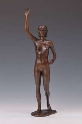 Arno Breker, 1900-1991, Ulrike Meyfarth, Bronzeskulptur, signiert und datiert 1984, betitelt, H. ca. 41 cm