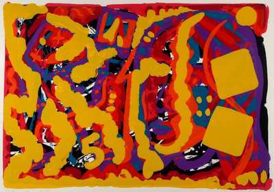A.R. Penck, geb. 1939, Farbsiebdruck auf Papier, aus 1980, handsigniert und nummeriert 2/5, betitelt USA'-8-, datiert 80, Blattgr. ca. 66,5x90 ...