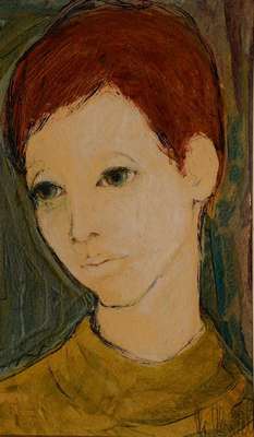 Christel Abresch, 1931 Sulzbach-2011, lebte und arbeitete in Neustadt/Wstr., Porträt, Gouache auf Papier, rechts unten signiert und datiert 66, ca. ...