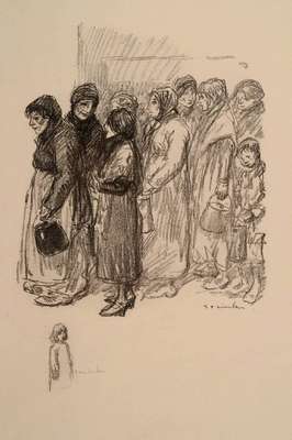 Theophile Alexandre Steinlen, 1859-1923, La Soupe, Lithographie, im Stein signiert, num. 11/100, links unten kleine Bleistift Zeichnung eines kleinen ...