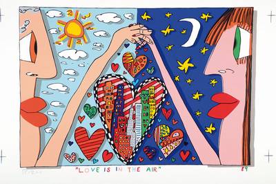 James Rizzi, 1950-2011, Love is in the air, Lithographie, handsigniert, datiert 89 im Druck, betitelt, Blattgr. ca. 34x47 cm