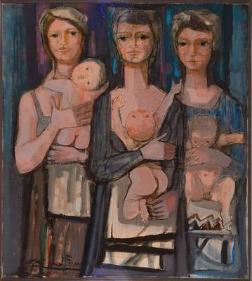 Gian Giacomo Dal Forno, 1909-1989, ´Le tre madri`, Öl/Leinwand, signiert, 95x84 cm, Rahmen