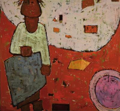 Apostolos Dedes, geb. 1937, Griechischer Expressionist, hier: Abstrakte Komposition, Öl/Holz, rechts unten signiert, ca. 80x47 cm,