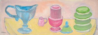 Franziskus Dellgruen, 1901-1984, Meisterschüler von Robert Sterl und Max Slevogt, hier: Öl/Lwd, Stillleben, links unten signiert, ca. 29x79,5 cm