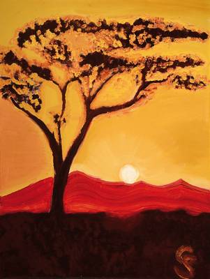 Zeitgenössischer Monogrammist GS, Baum in der Savanne, Öl/Lwd, rechts unten monogrammiert, ca. 80x60cm, Rahmen