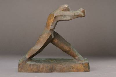 Walter Chedor, zeitgenössischer Künstler aus Flensburg, Bronzeskulptur, patiniert, signiert, ca. 26x27x7.5cm