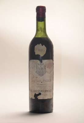 3 Flaschen 1921 Château Palmer, Margaux, Bordeaux, upper mid shoulder, je 70 cl, unverkostet, Etiketten besch., Kapseln teilw. besch., ED. Kressmann ...