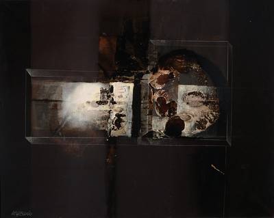 Giuseppe de Gregorio, 1920-2007, Abstrakte Komposition, Öl/Lwd, links unten signiert, rückseitig signiert und datiert 1968, ca. 80x100cm, Rahmen