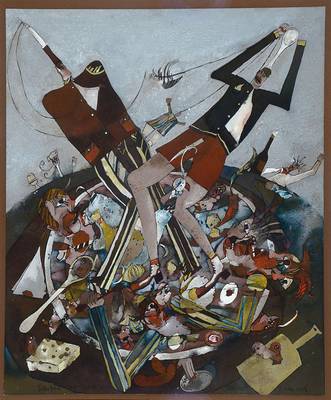 Bernd Kastenholz, geb. 1943 Speyer, Tellertanz, Gouache auf Malkarton, unten signiert und betitelt, datiert 80, ca. 73x61 cm, PP, unter Glas gerahmt
