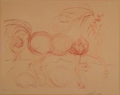 Salvador Dali, 1904-1989, L'Etalon blanc, Der weiße Hengst, Kaltnadelradierung von 1973/74, auf Arches Bütten, handsign. und num. 62/175, ca. ...