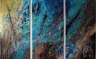 Caroline Vis (CJVIS), zeitgenössische niederländische Künstlerin, Pure, Triptychon, Acryl/Mixed Media auf Lwd, auf einem Teil signiert, je Teil ...