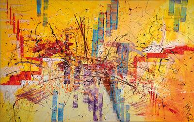 Caroline Vis (CJVIS), zeitgenössische niederländische Künstlerin, Path of Life, Acryl/Mixed Media auf Lwd, rechts unten signiert, ca. 100x160 cm, ...