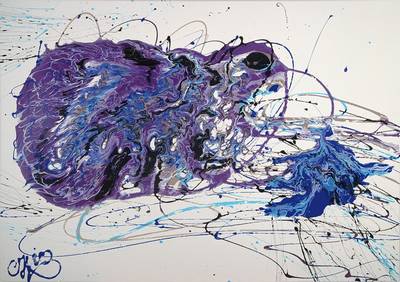 Caroline Vis (CJVIS), zeitgenössische niederländische Künstlerin, The Sacrifice, Acryl/Mixed Media auf Lwd, links unten signiert, ca. 70x100 cm, ...