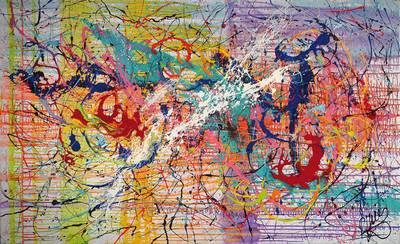 Caroline Vis (CJVIS), zeitgenössische niederländische Künstlerin, Aura, Acryl/Mixed Media auf Lwd, rechts unten signiert, ca. 100x160 cm, mit ...