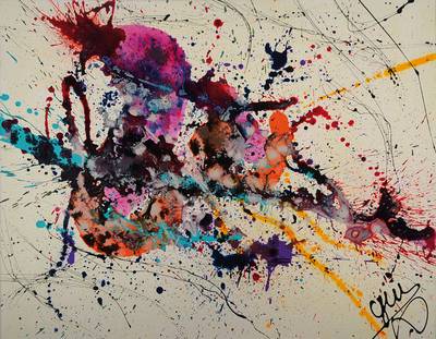 Caroline Vis (CJVIS), zeitgen. niederländische Künstlerin, Discovering, Acryl/Mixed Media auf Lwd, re. u. sign., ca. 80x100 cm, mit Zertifikat