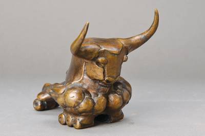 Gernot Rumpf, geb. 1941 Kaiserslautern, Stier, Bronze, signiert, monogrammiert, nummeriert EA, H. ca. 16.5 cm
