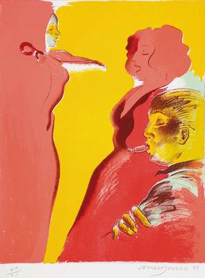 Allen Jones, geb. 1937, Farblithographie, signiert und nummeriert 40/75, datiert 96, Motiv ca. 30,5x24,5 cm, Blattgr. ca. 52x44 cm