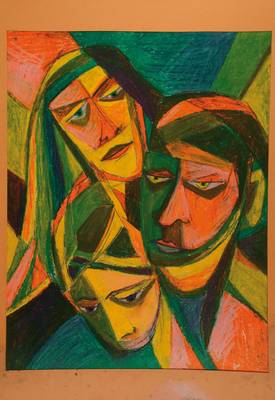 Armie Mayer Hellfeck, geb. 1938 Wien, Komposition aus drei Köpfen, Mischtechnik auf Papier, unsigniert, rückseitig datiert 1961, PP, ca. 65x50 cm, ...