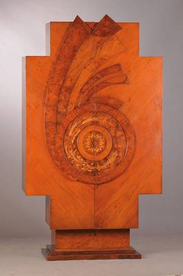 Vielzweckschrank, Art Deco-Stil, um 1960, wohl Italien, nach französischem Vorbild von 1930, Korpus Weich- u. Hartholz, Nussbaum, verspiegelt ...