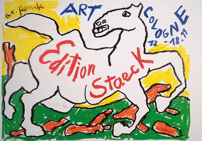 A.R. Penck, geb. 1939 Dresden, Farboffset zur Art Cologne, handsigniert, Blattgr. ca. 60x84 cm