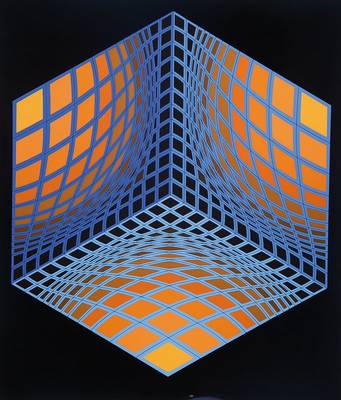 Victor Vasarely, 1906-1997, Serigrafie in 11 Farben auf schwarzem Hintergrund auf Karton, Parmenide, Auflage: 90+15 römisch nummerierte ...