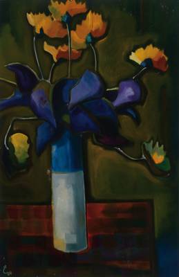 Dr. Hermann Clemens, 1913 Speyer - 1985 Annweiler, Blumenstillleben, Öl/Lwd, signiert und datiert 1964, ca. 61x41 cm, Rahmen