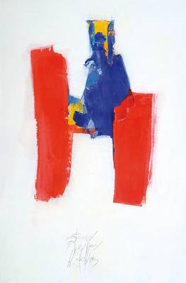 Horst Solf, geb. 1940 Walbrücken/Polen, tätig in Freiburg und Heidenheim, bekannter moderner Künstler, hier: Abstrakte Komposition, Gouache auf ...