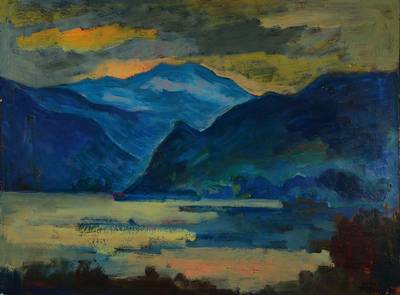 Albert Ferenz, 1907-1994, Berglandschaft, Öl/Lwd, signiert und datiert 1951, ca. 50,5x66 cm, Rahmen
