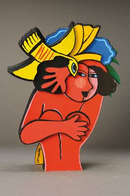 Corneille (Cornelis van Beverloo), 1922-2010, Holzskulptur, bemalt, signiert und num. 39/ 149, H. ca. 32cm