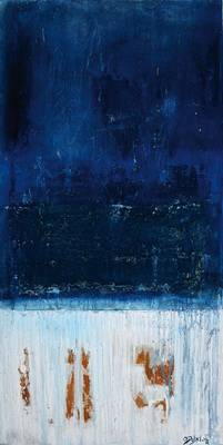 Oliver Dobslaff, geb. 1966, In blue, Mischtechnik/Lwd, sign., ca. 50x100 cm