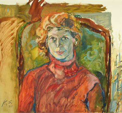 Klaus Straubinger, geb. 1939 Willingen, seit 1970 ansässig in Bremen, hier: Porträt einer Dame, Gouache auf Papier, links unten monogrammiert und ...