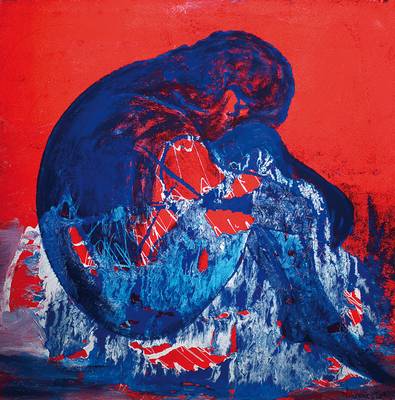 George Mirenes, geb. 1956 Paris, Le penseur, Öl und Acryl auf Lwd, signiert, ca. 100x100cm