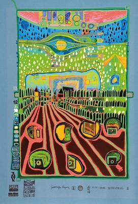 Friedensreich Hundertwasser, 1928-2000, Street for Survivers, Farbserigraphie, 1971, Auflage 3000, num. 2397, leichte Altersspuren, 67 x 48 cm