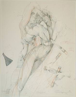 Jürgen Görg, geb. 1951 Dernbach, 2 Farblithographien, beide handsign., Zug um Zug, num. 299/333, ca. 62x48cm, Zuspiel, num. 9/180, ca. 66x51cm, ...