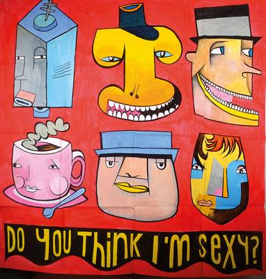 Jim Avignon, geb. 1966, Mischtechnik/Papier, Do you think i´m sexy, unsigniert, Blattgr. ca. 150x150 cm