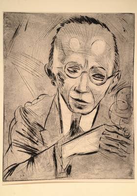 Hermann Max Pechstein, 1881-1955, Kritiker, Porträt eines Mannes, Radierung, Platte ca. 39x31 cm, PP, Gesamt ca. 48x35,5 cm